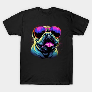 Retro Wave Bulldog Dog Shirt T-Shirt